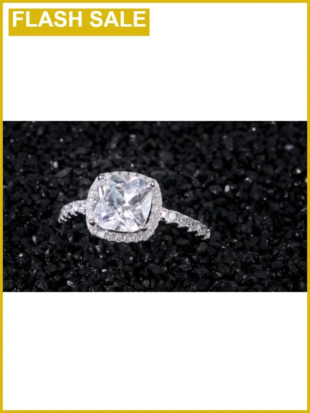 3ct Cushion Cut Halo Engagement Ring 14K White Gold Plated Brass